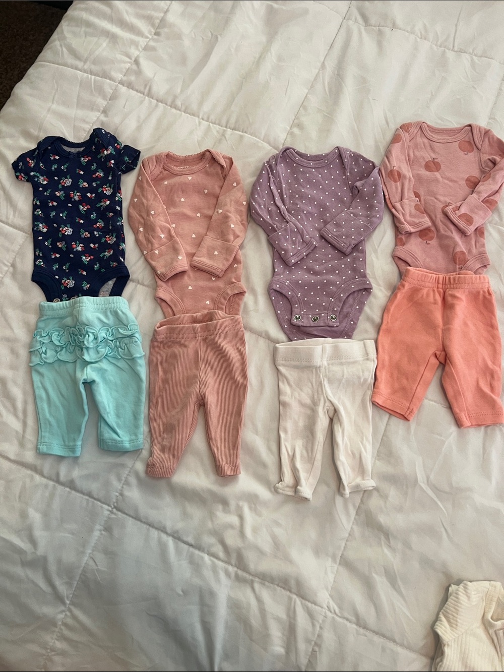 Four Carter's Baby One-Piece Bodysuit Set — Navy, Pink, Lavender, Coral & Aqua